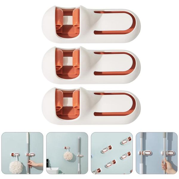 

hooks & rails 3pcs traceless mop holder creative hanging hook practical rack