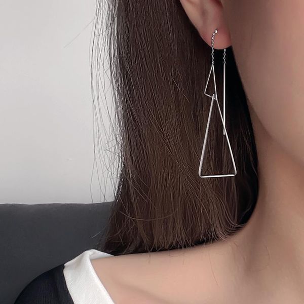 

dangle & chandelier 6 style 925 sterling silver earrings long fashion fringe triangle ear chain earring for women