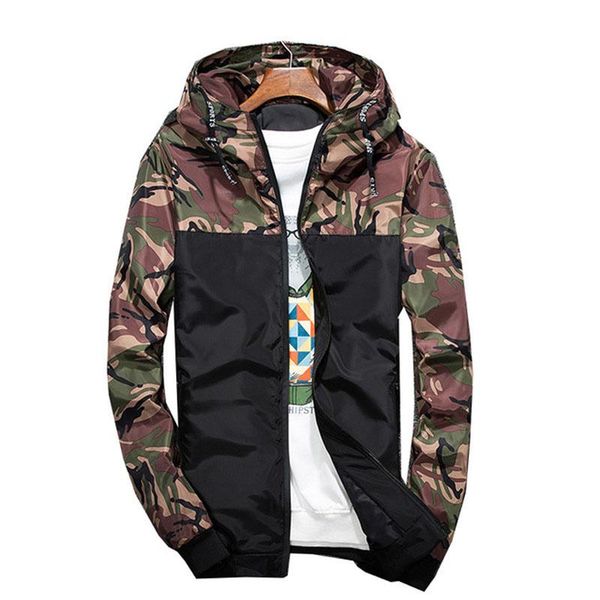

men's jackets spring autumn mens casual camouflage hoodie jacket men waterproof clothes windbreaker coat male outwear qq129, Black;brown