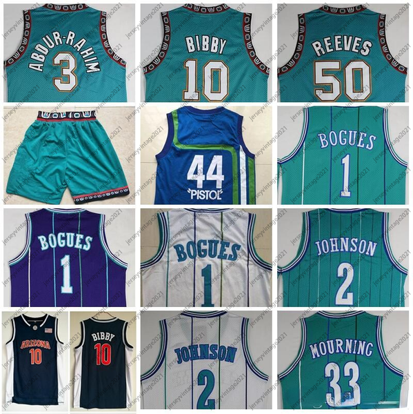 Top Basket Michael Mike Bibby Maglia Shareef Abdur Rahim Bryant Reeves Muggsy Bogues Larry Johnson Alonzo Lutto Pistola Pete Maravich Taglia S-2XL