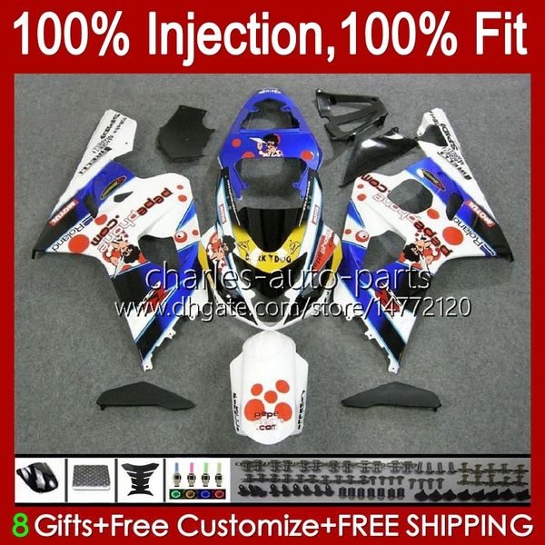 Corpo de molde de injeção para suzuki gsxr 750cc 600cc 600cc 750 600 cc 2004-2005 43NO.73 GSXR-750 GSXR600 GSXR750 K4 2004 2005 GSXR-600 GSX-R750 04 05 Kit de Feira do OEM Pepephone Branco