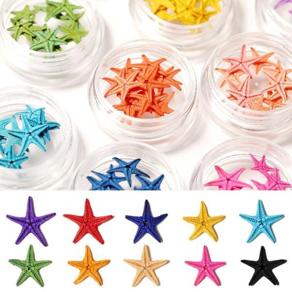 

nail art decorations summer ocean breeze starfish jewelry rhinestone accessories 10 mixed boxed three-dimensional stickers decoration, Silver;gold