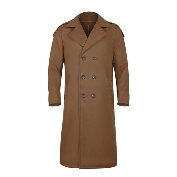

men's trench coats coat mens fine workmanship long peacoat warm men, Tan;black