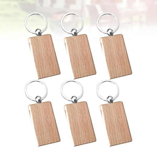 

party favor 6pcs diy wood keyring pendants creative keychain decor pendant accessories for