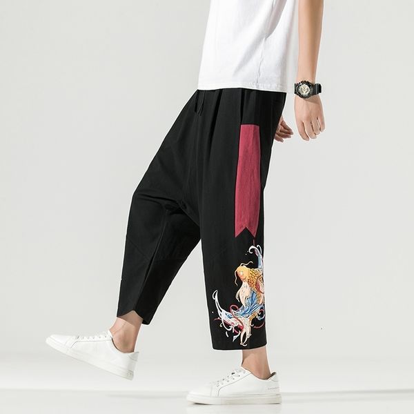 

men's pants streetwear mens printing jogging men sweatpants loose casual harem male big size fashion ankle length trousers 5xl r3r, Black