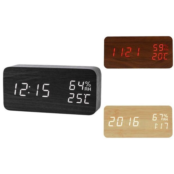 

other clocks & accessories led wooden alarm clock watch voice control digital electronic deskusb/ powered decoration