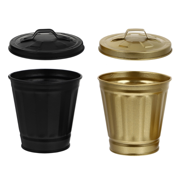 

waste bins 2pcs deskmini iron sheet trash can creative garbage with cover