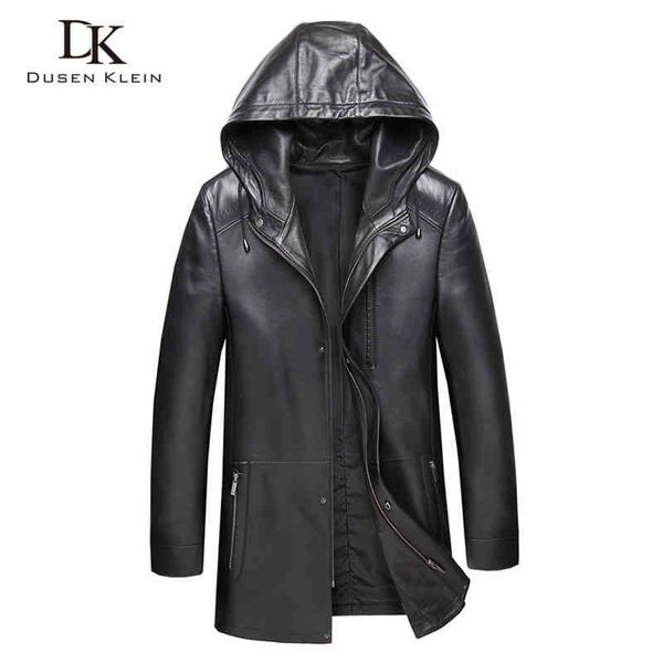 

men genuine hooded leather s 8xl big size casual real sheep et 9028, Black