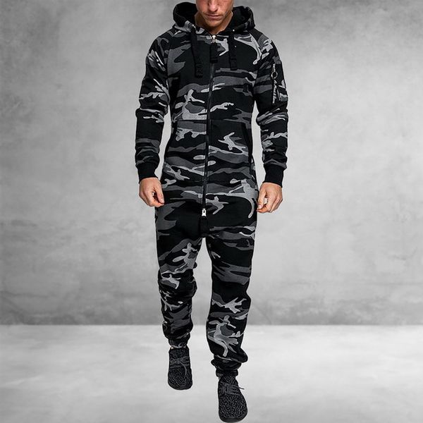 

jumpsuit men pajamas for men onesie adults winter homebre splicing casual hoodie print zipper print sleepwear hooded jumpsuits y3015, Gray