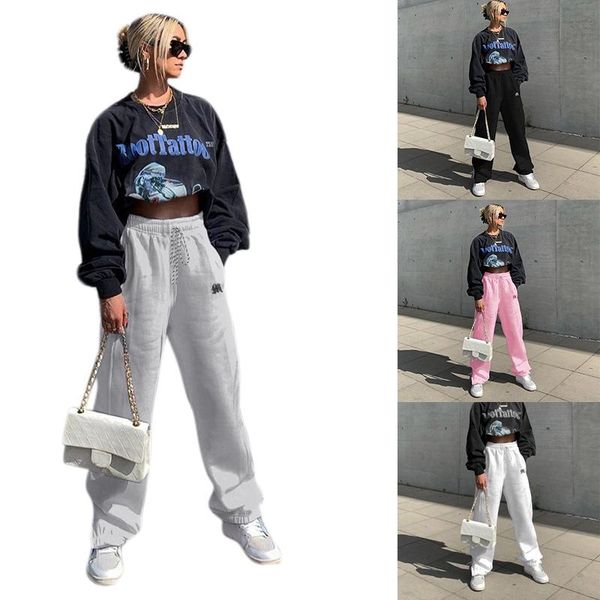 

women's pants & capris drawstring embroidery side zipper sweatpants joggers women harajuku trousers hip hop y2k, Black;white
