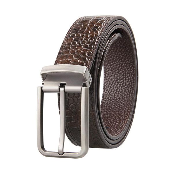 

belts designer men male genuine leather strap luxury logo crocodile silver pin buckle belt, Black;brown