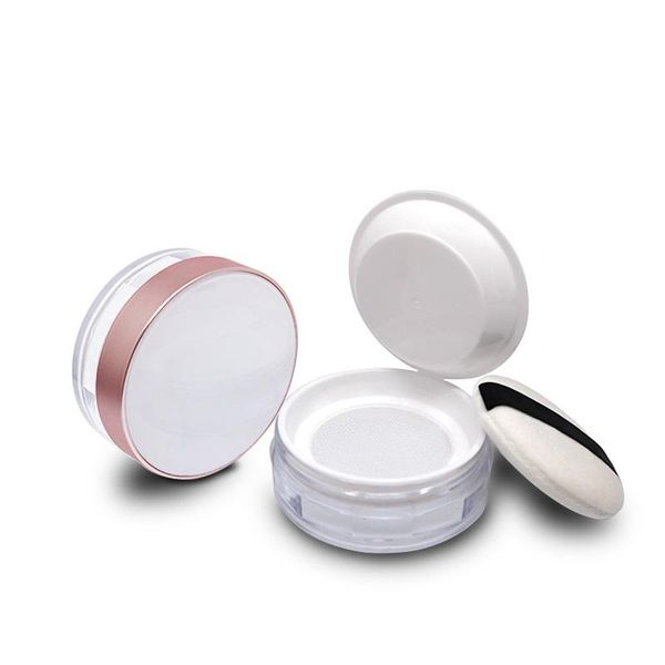 

storage bottles & jars 15g loose powder sifter container rose gold cosmetic makeup jar pot portable compact empty with puff
