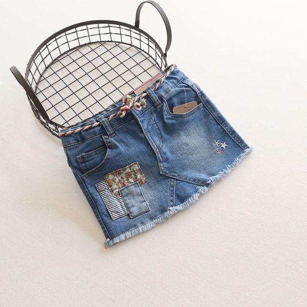 Neue Röcke Baby Mädchen Mode Denim Röcke Kind Frühling Sommer Allgleiches Rock Kinder Baumwolle Weiche Denim Röcke Mit Bunten Gürtel 210303