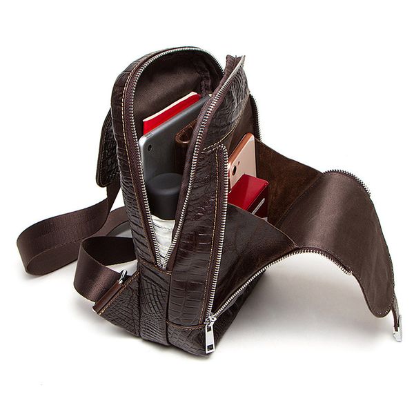 

men crocodile genuine leather chest packs sling messenger vintage shoulder bag