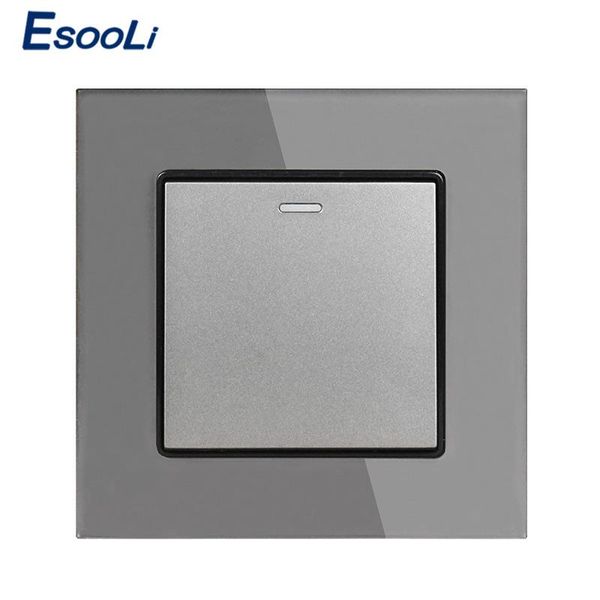 

smart home control esooli white luxury crystal tempered glass panel 1 gang way wall light button switch on / off 16a ac 250v