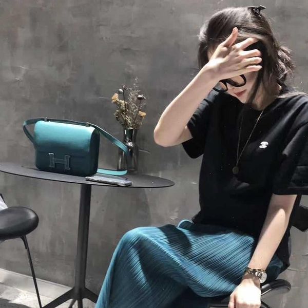 

miyake pleats skirts women 2021 summer korean style stretch pack slim fit hip half length a line skirt check skirt 5039, Black