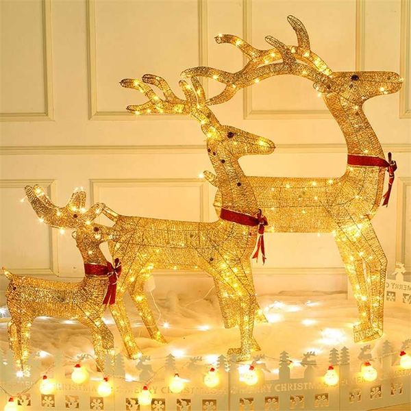 30 40 50 cm Weihnachtsdekoration Ornamente Gold Deer Elch Led Light Weihnachtsbaum -Szenenraum Haus Navidad Jahr Dekoration 211109