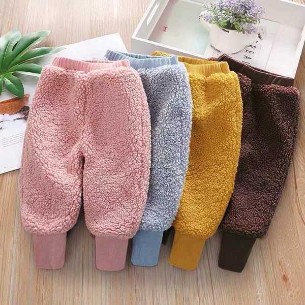 

trousers winter warm baby boy girl pants fashion lambswool kids thicken plus velvet casual child legging, Blue