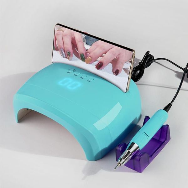 

nail drill & accessories 4 in 1 rechargeable drilling machine led uv lamp phone holder powerbank manicure electric