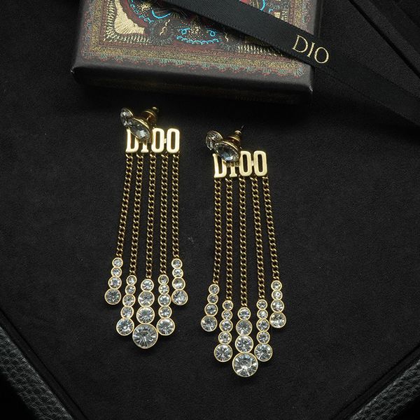 

letter tassel women's light luxury noble temperament design sense earrings, Golden