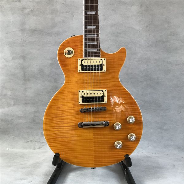 

china guitars custom shop/yellow wave pattern/mahogany body/rosewood fingerboard/6 string electric guitar/