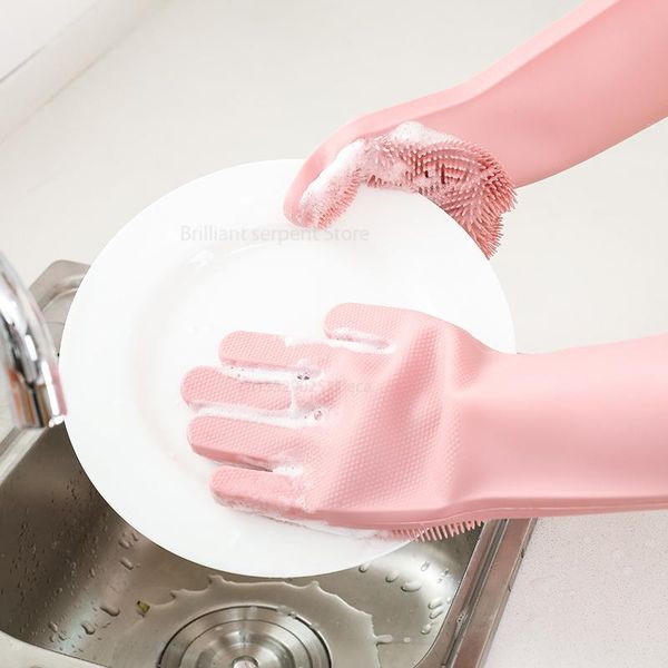 

disposable gloves magic silicone dishwashing cleaning scrubbing-dish wash sponge scrubby for washing dish kitchen car pet