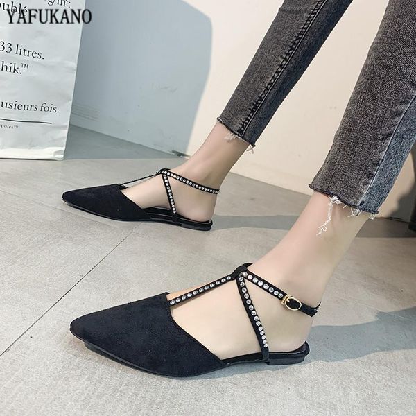

fashion flat sandals 2021 summer elegant rhinestone middle hollow beach womens shoes students casuals sandals plus size 35-43, Black