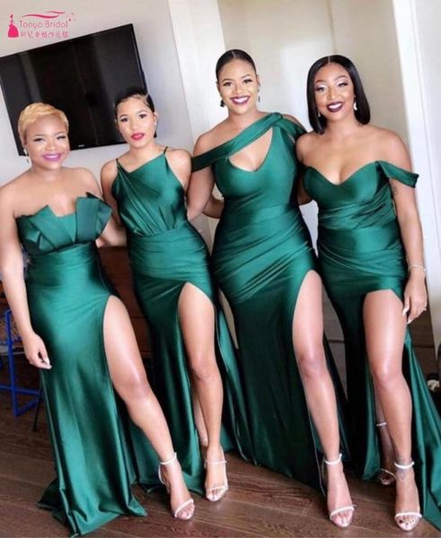 

bridesmaid dress dark green long dresses 2021 high slit wedding party vestido de festa casamento dqg1163, White;pink