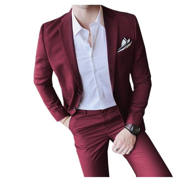 

2021 fashion male suit attractive party prom tuxedo casual style daily work wear business men's 2 pieces suit (jacket+pants, White;black