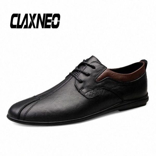 

claxneo man shoes design fashion leather shoe male casual footwear genuine leather flats clax walking shoe shoes for men purple n0ky#, Black