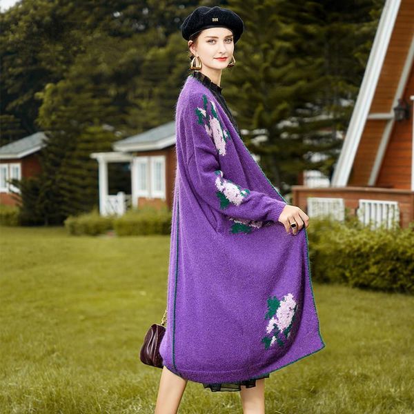 

new women 2021 spring autumn knitting sweater coat female loose embroidery sleeves cardigan ladies casual long outerwear a710kapv, White;black