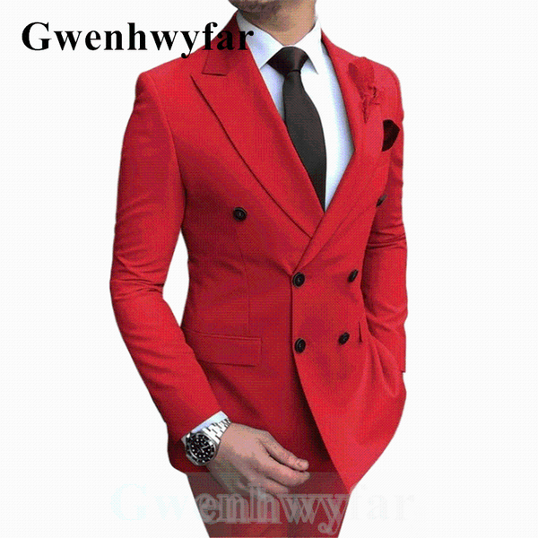 

men's suits & blazers gwenhwyfar 2021 autumn style fashion design tuxedo groom suit party red two-piece handsome prom, White;black