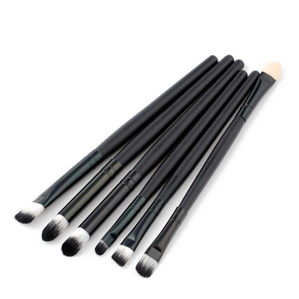 

eyelash curler 6pcs professional eye brushes set eyebrow eyeliner eyeshadow nose makeup brush wooden black handle soft nylon hair beauty too