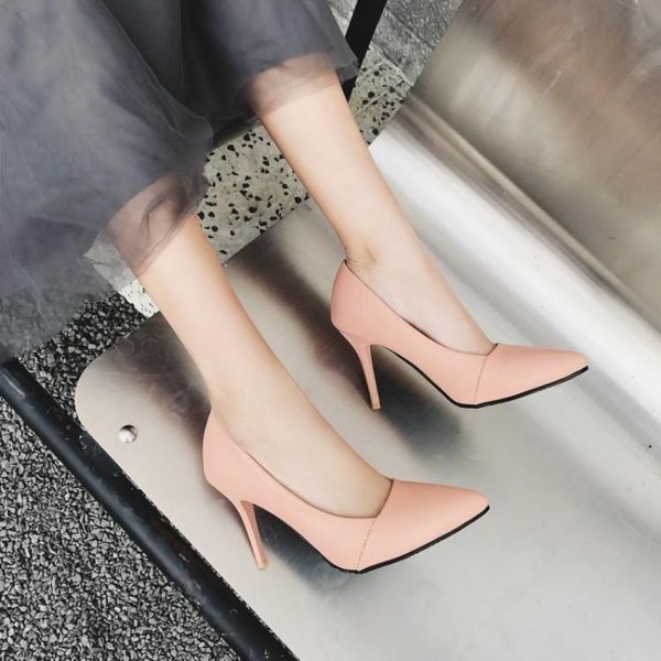 

dress shoes oversized 12 13 14 15 16 17 ladies high heels women woman pumps fine-heeled pointed shoes, shallow high-heeled, Black