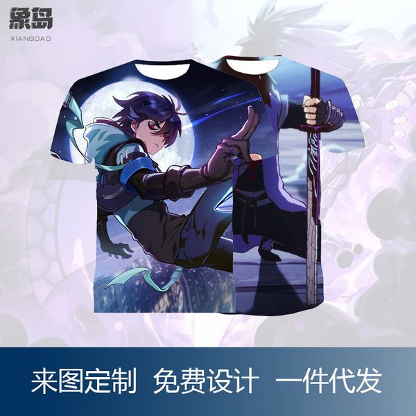 

season trend 3d assassin wu 67 digital printing men's t-shirt short sleeve, White;black