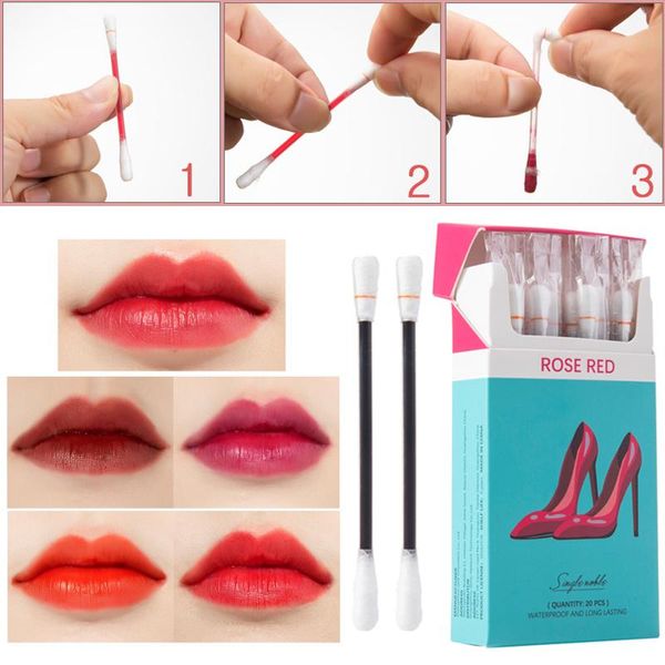 

lip gloss 5 colors cotton swab lipsticks waterproof portable long lasting cigarette case liquid set makeup cosmetic