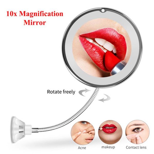 

compact mirrors 10x/5x magnifying flexible makeup mirror led lighted touch screen vanity portable dressing table cosmetic