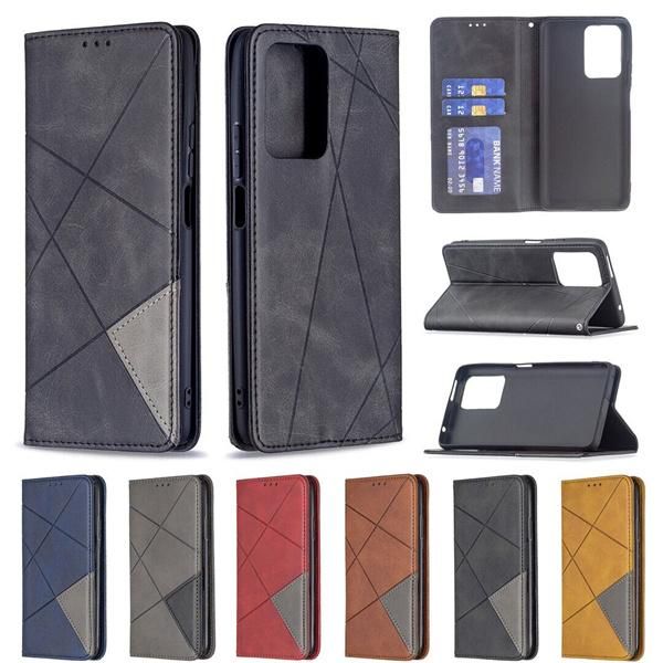 Grid Splice PU-Leder-Handyhüllen für 13 12 11 X XS XR Flip Card Slot Stand Magnetic Cover Case