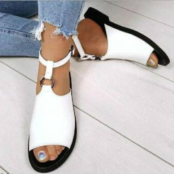 

sandals 2021 women flats summer beach casual shoes woman party peep toe gladiator sandalias slippers, Black