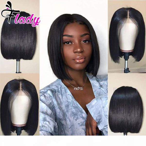 

short straight bob wigs human hair wigs 8 inch 13x4 lace front for black women 150% density pre plucked with baby hair, Black;brown