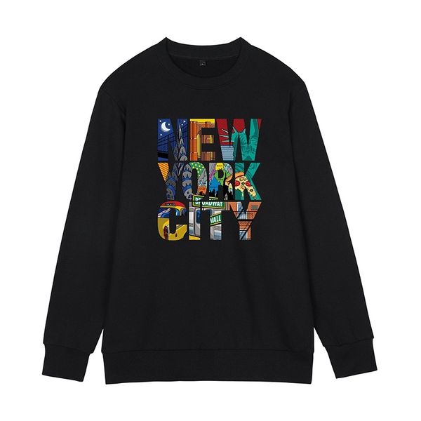 

fashion brand men's 2021 new autumn round neck cotton long sleeve sweater, Black