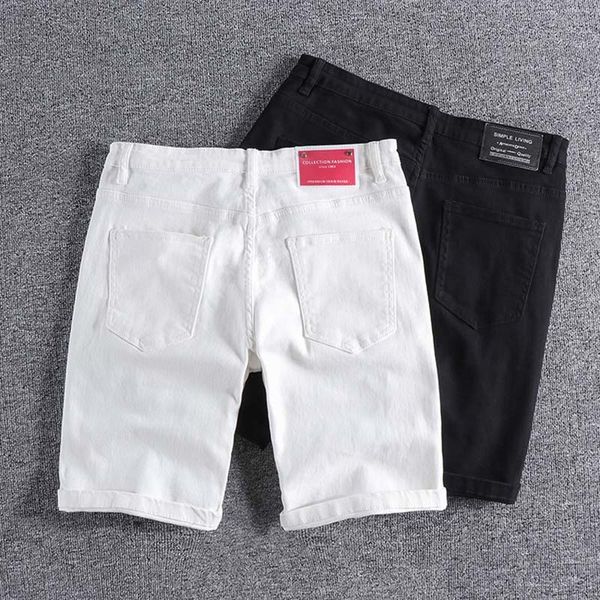

fashion brand classic versatile black and white denim shorts men's trend 2021 summer new wear casual capris wholesale 0333 iryz, White;black