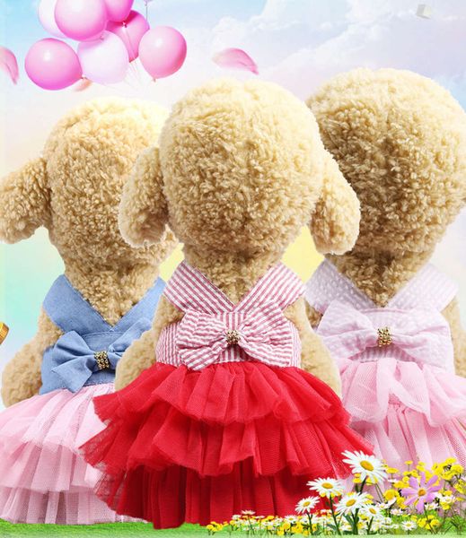 

dog stripe suspender mesh skirt pet cat products wedding dress in spring and summer