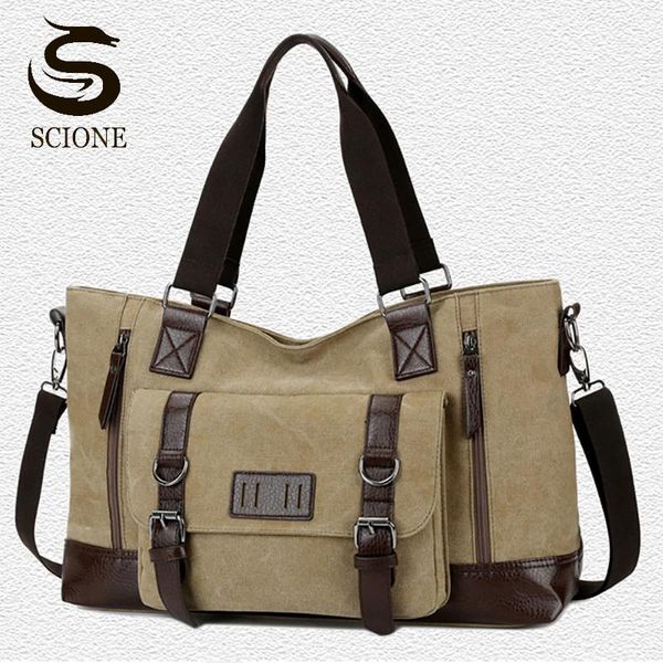 

duffel bags men's travel large capacity shoulder bag casual vintage handbags crossbody pu canvas patchwork xa274m