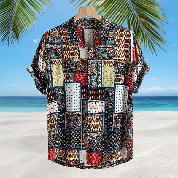 

men's casual shirts short sleeve mens polyester cotton beach for camp, White;black