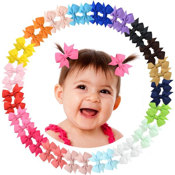

2 inch solid hair bows alligator samll clips for baby gilrs toddlers kids handmade headwear hair accessories, Slivery;white