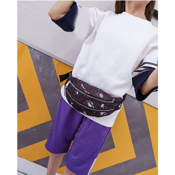 

new women waist bag wild nylon waterproof waist pack pocket functional outdoor sports chest bag colorful double zipper