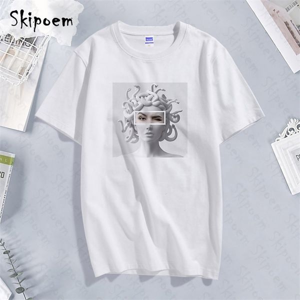 

vintage sculpture art t-shirt women kawaii aesthetic gothic harajuku cotton plus size short sleeve streetwear tee shirt femme 210708, White