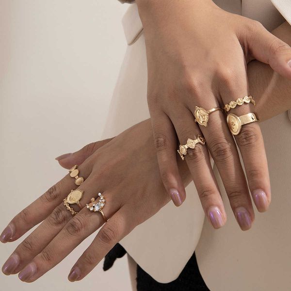 

jewelry creative geometry versatile light luxury network red minority moon irregular ring, Silver