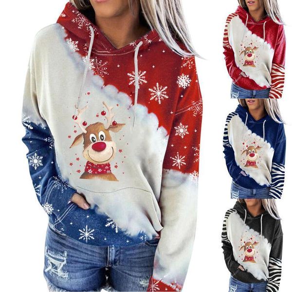 

women's hoodies & sweatshirts fashion women autumn pullover christmas red wine glass print hooded contrast sweatshirt drawstring lace u, Black